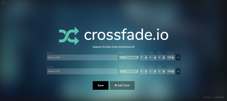 Screenshot from the website Crossfade.io